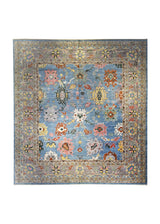 A31773 Oriental Rug Pakistani Handmade Square Transitional 12'6'' x 13'6'' -13x14- Blue Gray Floral Oushak Design