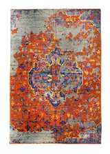 A31793 Oriental Rug Indian Handmade Area Transitional Modern 11'10'' x 17'11'' -12x18- Blue Red Geometric Erased Abstract Design