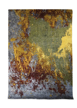 Oriental Rug Indian Handmade Area Transitional Modern 5'0"x7'2" (5x7) Yellow/Gold Green Multi-color Splatter Abstract Design #A31802