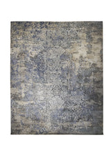A31810 Oriental Rug Indian Handmade Area Modern 8'1'' x 9'10'' -8x10- Whites Beige Gray Blue Floral Erased Abstract Design
