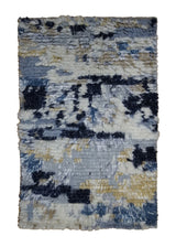 Oriental Rug Indian Handmade Area Modern 2'0"x3'0" (2x3) Blue Whites/Beige Splatter Abstract Design #A31815
