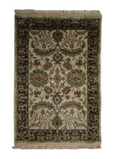 A31874 Oriental Rug Indian Handmade Area Transitional 2'0'' x 3'0'' -2x3- Whites Beige Brown Floral Oushak Design