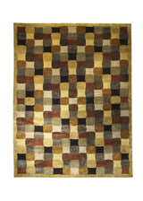 Oriental Rug Indian Handmade Area Modern 9'0"x12'0" (9x12) Multi-color Red Geometric Design #A31875