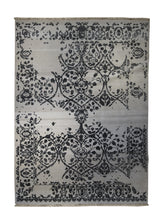 Oriental Rug Indian Handmade Area Modern 6'10"x9'5" (7x9) Whites/Beige Gray Abstract Erased Design #A31876