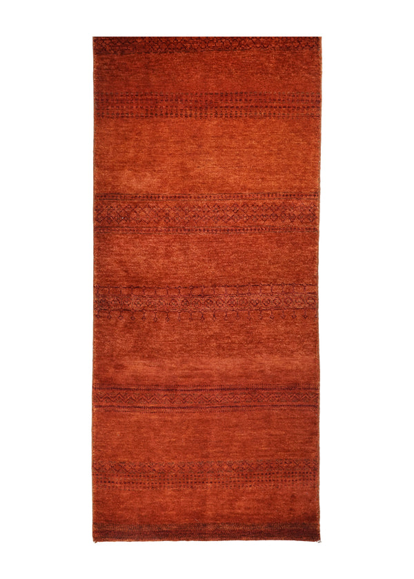 Oriental Rug Pakistani Handmade Runner Transitional Tribal 2'7"x12'0" (3x12) Red Geometric Gabbeh Design #A31934
