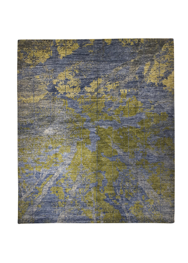Oriental Rug Pakistani Handmade Area Transitional 8'0"x9'6" (8x10) Blue Green Abstract Gabbeh Design #A31952