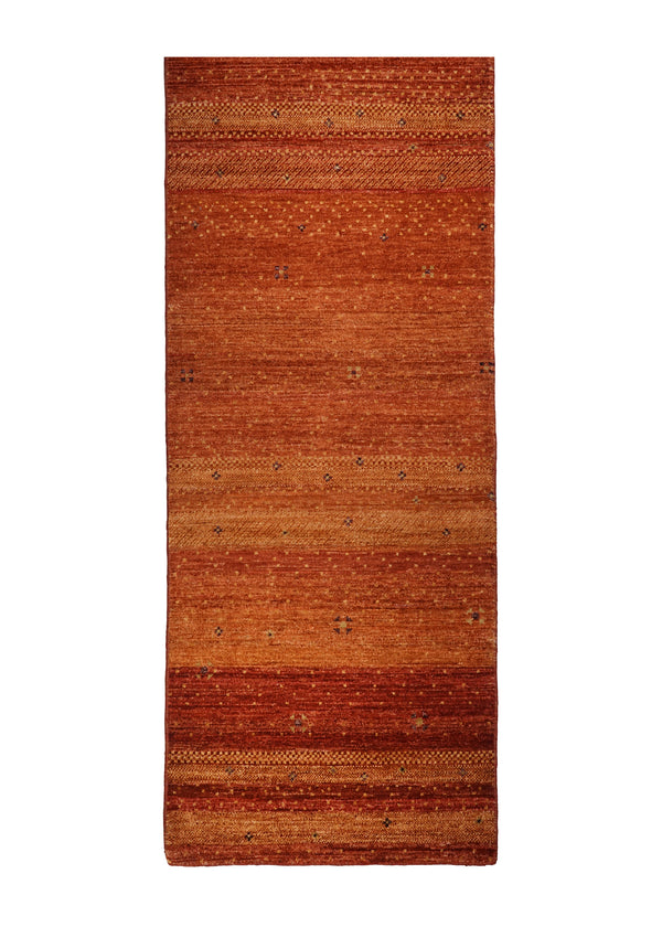 Oriental Rug Pakistani Handmade Runner Transitional Tribal 2'6"x10'6" (3x11) Red Gabbeh Geometric Design #A31961