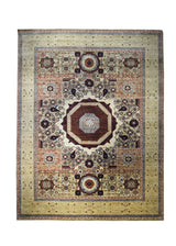 A31998 Oriental Rug Pakistani Handmade Area Transitional 8'10'' x 11'7'' -9x12- Green Red Mamluk Geometric Design