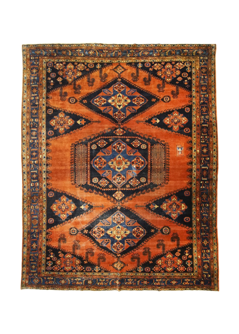 Persian Rug Viss Handmade Area Tribal Antique 10'9"x13'6" (11x14) Red Blue Geometric Design #A32012