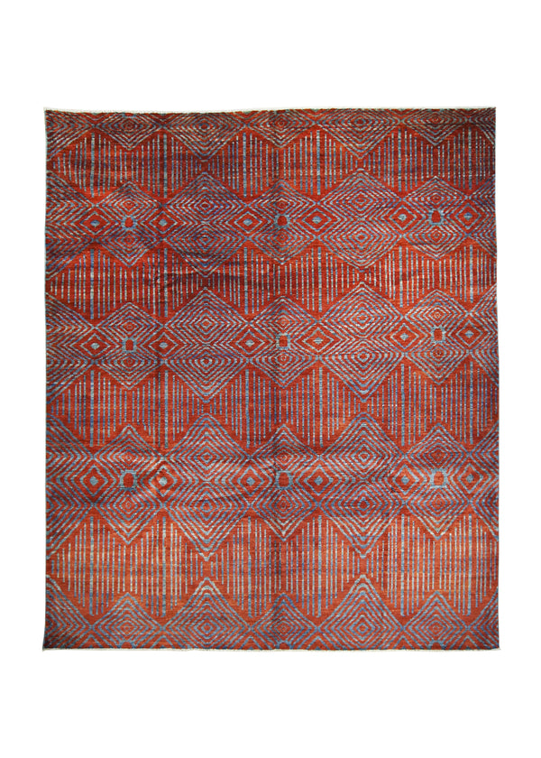 Oriental Rug Pakistani Handmade Area Transitional Tribal 8'2"x9'9" (8x10) Red Blue Gabbeh Floral Design #A32026