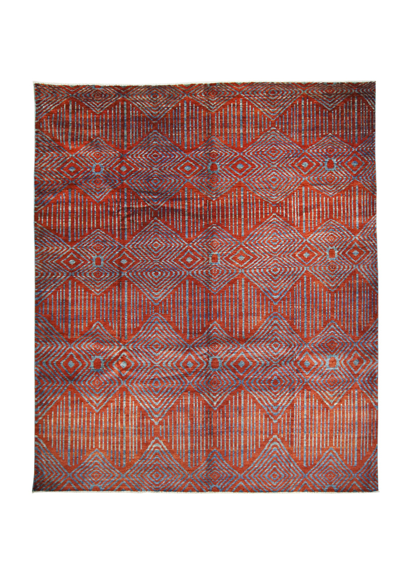 Oriental Rug Pakistani Handmade Area Transitional Tribal 8'2"x9'9" (8x10) Red Blue Gabbeh Floral Design #A32026