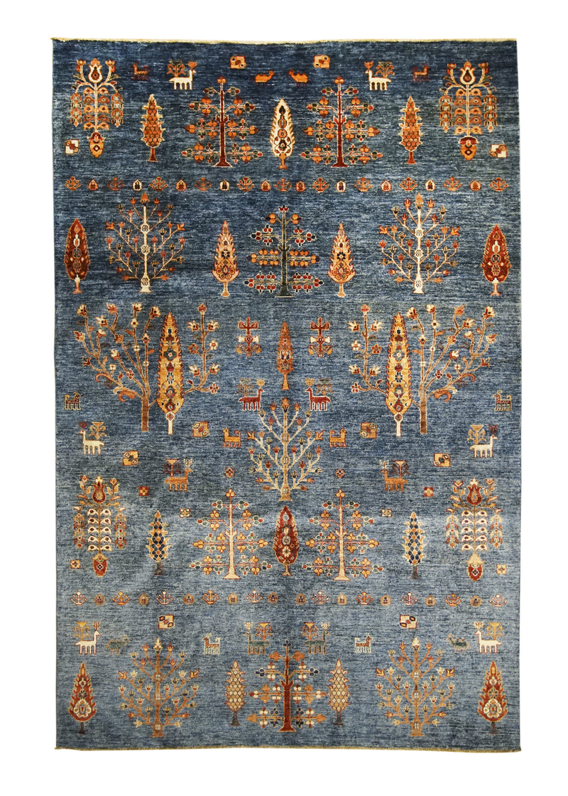 Oriental Rug Pakistani Handmade Area Transitional 5'9"x8'9" (6x9) Blue Khorjin Geometric Gabbeh Design #A32037