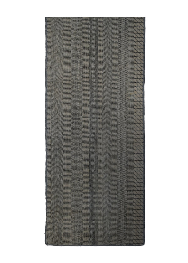 Oriental Rug Indian Handmade Runner Modern Neutral 2'1"x11'8" (2x12) Whites/Beige Gray Grass Geometric Design #A32103