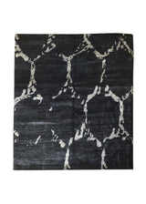A32111 Oriental Rug Indian Handmade Area Modern 5'1'' x 5'8'' -5x6- Whites Beige Blue Geometric Abstract Design