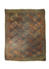 A32137 Oriental Rug Afghan Handmade Area Tribal Antique 7'4'' x 9'1'' -7x9- Red Brown Ersari Geometric Design