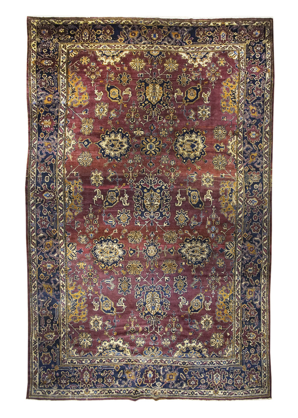Persian Rug Lilihan Handmade Area Traditional Antique 10'6"x16'8" (11x17) Purple Red Floral Design #A32144