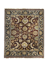 Oriental Rug Indian Handmade Area Transitional 7'11"x9'11" (8x10) Red Tea Washed Floral Design #A32145