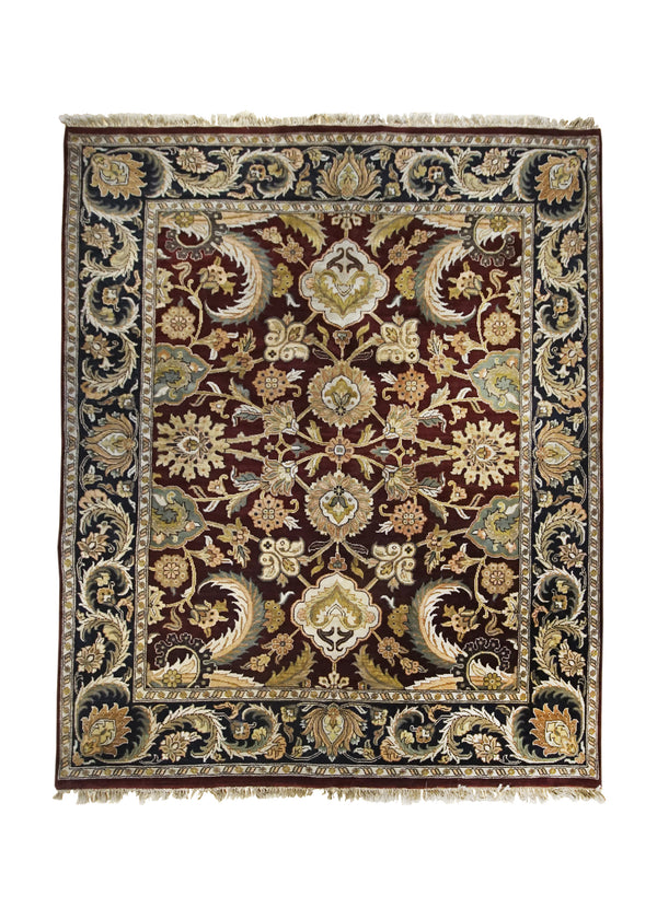 Oriental Rug Indian Handmade Area Transitional 7'11"x9'11" (8x10) Red Tea Washed Floral Design #A32145
