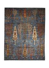 Oriental Rug Pakistani Handmade Area Transitional Tribal 4'11"x6'6" (5x7) Blue Red Lori Geometric Gabbeh Tree of Life Design #A32187