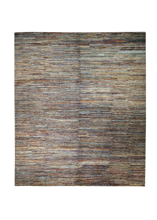 Oriental Rug Pakistani Handmade Area Transitional Tribal 8'1"x9'5" (8x9) Multi-color Red Gabbeh Geometric Design #A32192