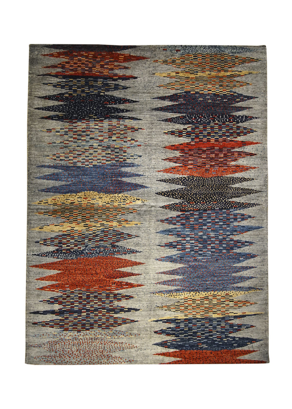 Oriental Rug Pakistani Handmade Area Transitional Tribal 4'10"x6'4" (5x6) Gray Multi-color Lori Geometric Gabbeh Design #A32197