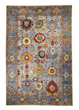 Oriental Rug Pakistani Handmade Area Transitional 5'11"x8'10" (6x9) Gray Blue Yellow/Gold Faryab Floral Oushak Design #A32198