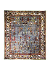 Oriental Rug Pakistani Handmade Area Transitional 8'4"x9'11" (8x10) Blue Yellow/Gold Ariana Tree of Life Bakhshayesh Design #A32200