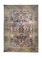 A32212 Oriental Rug Pakistani Handmade Area Transitional Tribal 10'4'' x 14'4'' -10x14- Gray Green Red Ariana Geometric Serapi Design