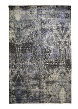 A32257 Oriental Rug Indian Handmade Area Modern 5'10'' x 9'1'' -6x9- Gray Purple Abstract Erased Design