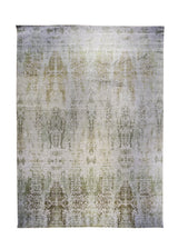 A32264 Oriental Rug Indian Handmade Area Modern 10'1'' x 13'11'' -10x14- Whites Beige Green Geometric Erased Abstract Design