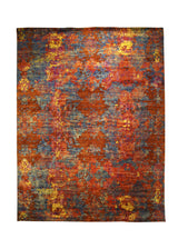 Oriental Rug Indian Handmade Area Modern 9'0"x11'8" (9x12) Orange Red Blue Abstract Splatter Design #A32267