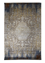 A32311 Oriental Rug Indian Handmade Area Transitional 6'0'' x 9'1'' -6x9- Brown Multi-color Abstract Erased Design