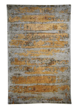A32314 Oriental Rug Indian Handmade Area Modern 3'11'' x 6'0'' -4x6- Orange Gray Abstract Splatter Design