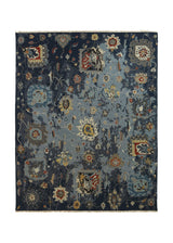 A32335 Oriental Rug Indian Handmade Area Transitional 8'0'' x 9'11'' -8x10- Blue Floral Oushak Design