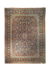 Persian Rug Kashan Handmade Area Traditional Antique 9'0"x12'0" (9x12) Blue Red Toranj Mehrab Floral Design #A32346