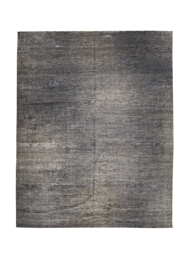 Oriental Rug Pakistani Handmade Area Transitional Neutral 12'0"x15'2" (12x15) Gray Gabbeh Plain Design #A32358