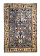 A32368 Oriental Rug Pakistani Handmade Area Transitional 6'4'' x 9'1'' -6x9- Blue Gray Red Ariana Design