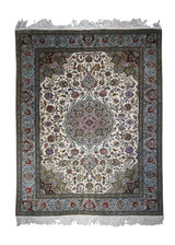 A32381 Persian Rug Tabriz Handmade Area Traditional 4'11'' x 6'4'' -5x6- Whites Beige Blue Red Naghsh Floral Design