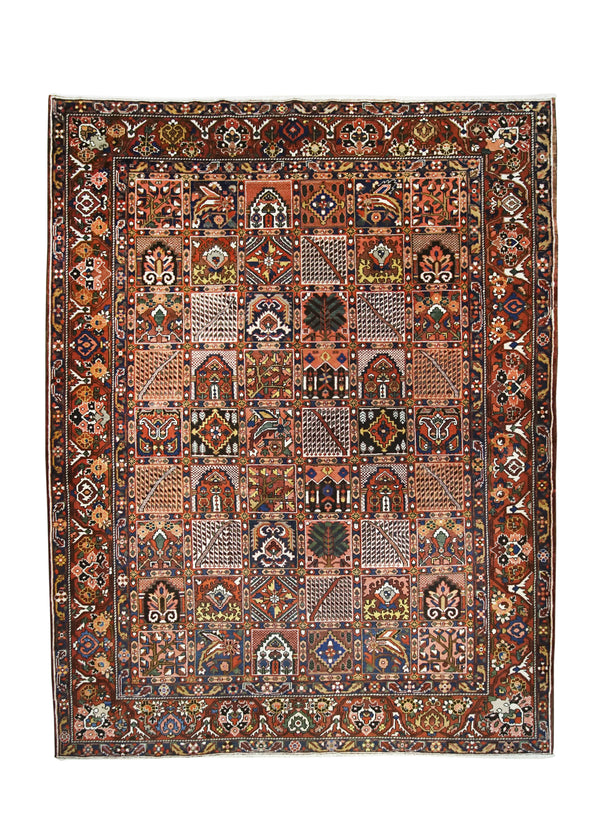 Persian Rug Bakhtiari Handmade Area Tribal Antique 9'8"x12'10" (10x13) Red Garden Design #A32422