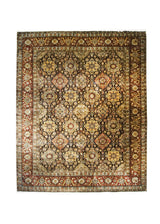 A32451 Oriental Rug Indian Handmade Area Transitional 9'3'' x 11'6'' -9x12- Black Red Yellow Gold Floral Design