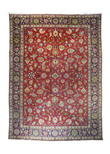 Persian Rug Tabriz Handmade Area Traditional 8'6"x11'3" (9x11) Red Blue Floral Design #A32452
