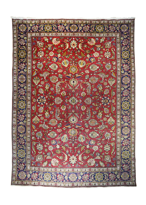Persian Rug Tabriz Handmade Area Traditional 8'6"x11'3" (9x11) Red Blue Floral Design #A32452