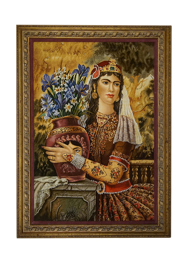 Persian Rug Tabriz Handmade Area Traditional 2'6"x3'6" (3x4) Red Multi-color Yellow/Gold Pictorial Design #A32520