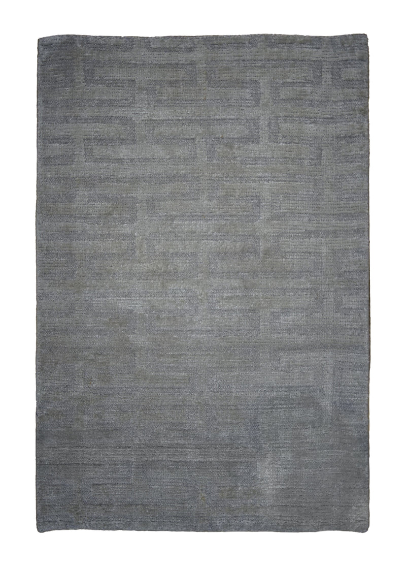 Oriental Rug Indian Handmade Area Modern Neutral 2'0"x3'0" (2x3) Whites/Beige Gray Geometric Design #A32571