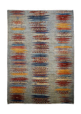 A32582 Oriental Rug Pakistani Handmade Area Transitional 6'0'' x 8'3'' -6x8- Green Multi-color Faryab Geometric Design