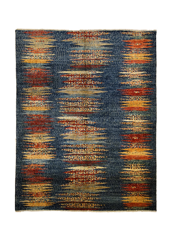 Oriental Rug Pakistani Handmade Area Transitional 5'0"x6'5" (5x6) Blue Multi-color Faryab Geometric Design #A32587