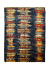 Oriental Rug Pakistani Handmade Area Transitional 4'11"x6'5" (5x6) Blue Multi-color Faryab Geometric Design #A32588