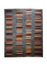 A32589 Oriental Rug Pakistani Handmade Area Transitional 8'0'' x 9'9'' -8x10- Blue Multi-color Faryab Geometric Design