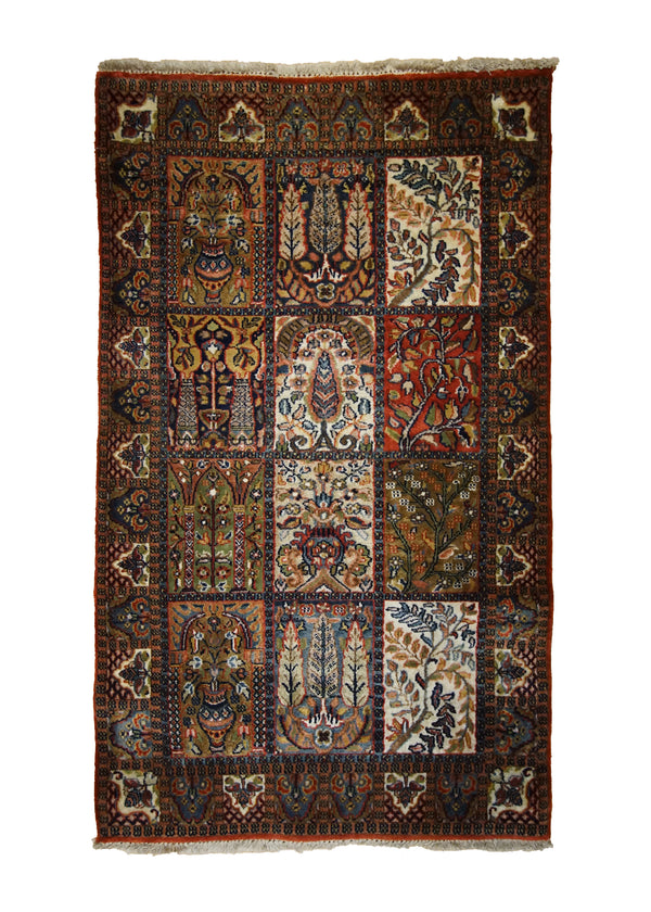 Oriental Rug Indian Handmade Area Traditional 3'0"x5'2" (3x5) Whites/Beige Green Garden Design #A32605