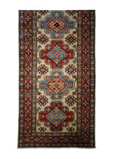 A32621 Oriental Rug Pakistani Handmade Runner Transitional Tribal 2'7'' x 9'2'' -3x9- Whites Beige Red Kazak Geometric Design